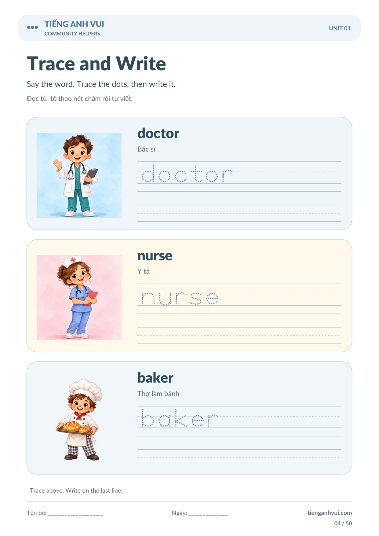 Community Helpers – Nghề Nghiệp Quanh Em - Trang 4