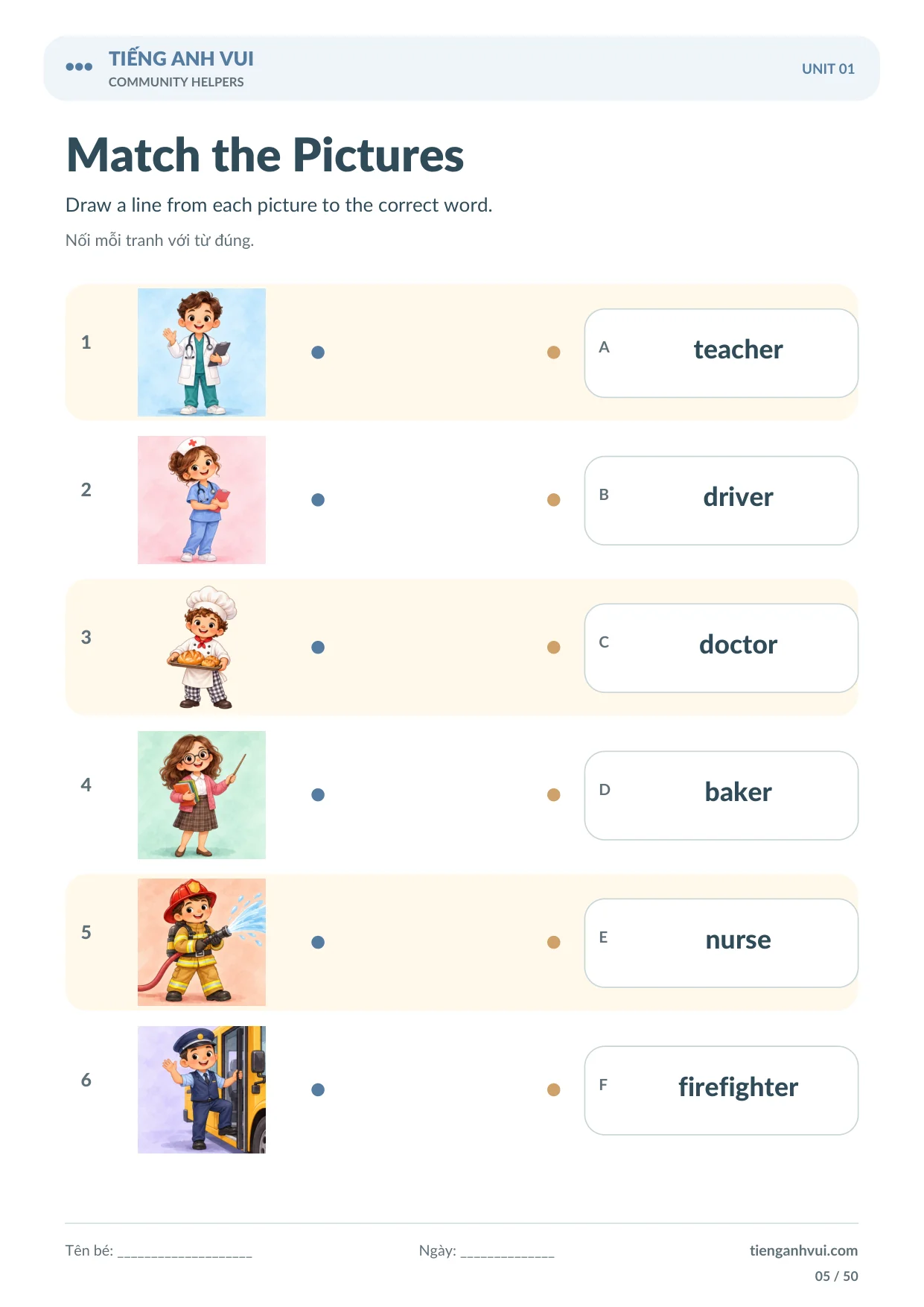 Community Helpers – Nghề Nghiệp Quanh Em - Trang 5