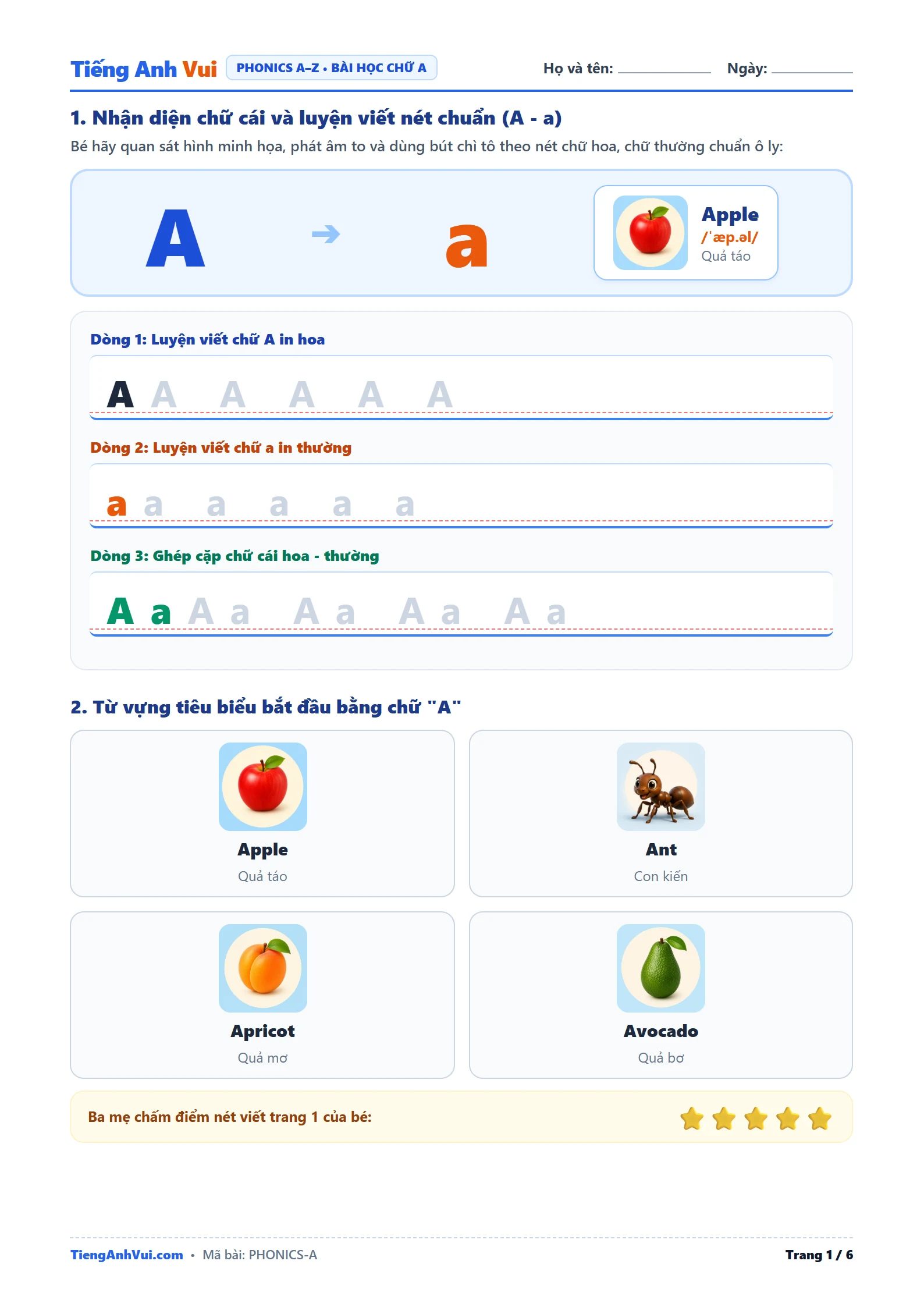 Trọn bộ Phonics A–Z - Trang 1
