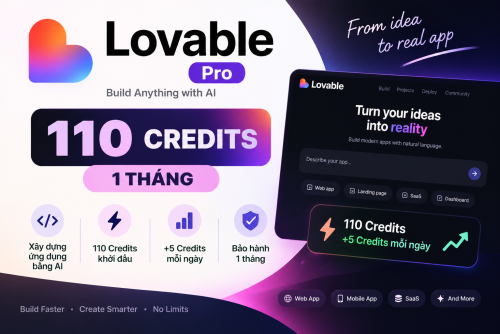 Tài khoản Lovable Lite  Giá Rẻ 300 Credits 1 Năm