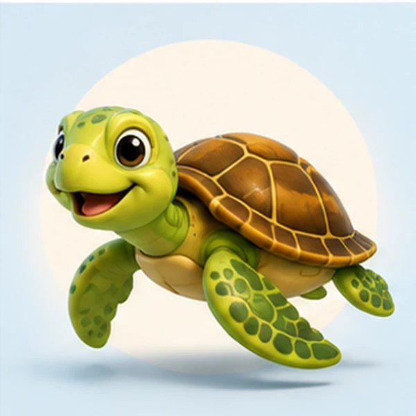 The turtle is on the rug.