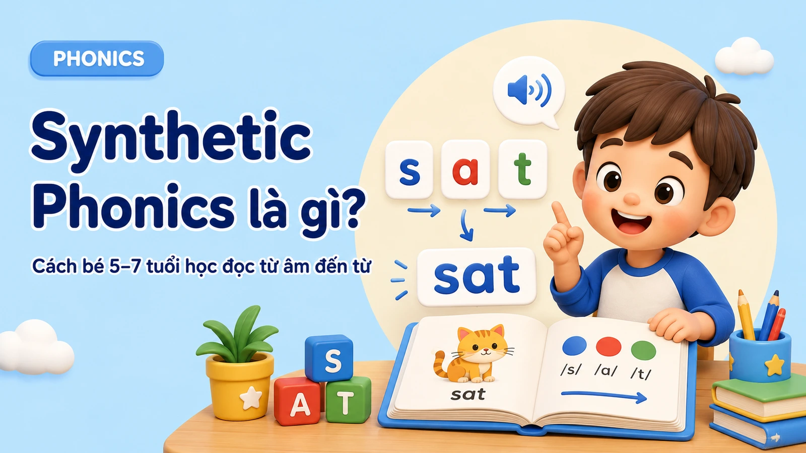 Synthetic Phonics là gì? Cách trẻ 5–7 tuổi học đọc tiếng Anh từ âm đến từ